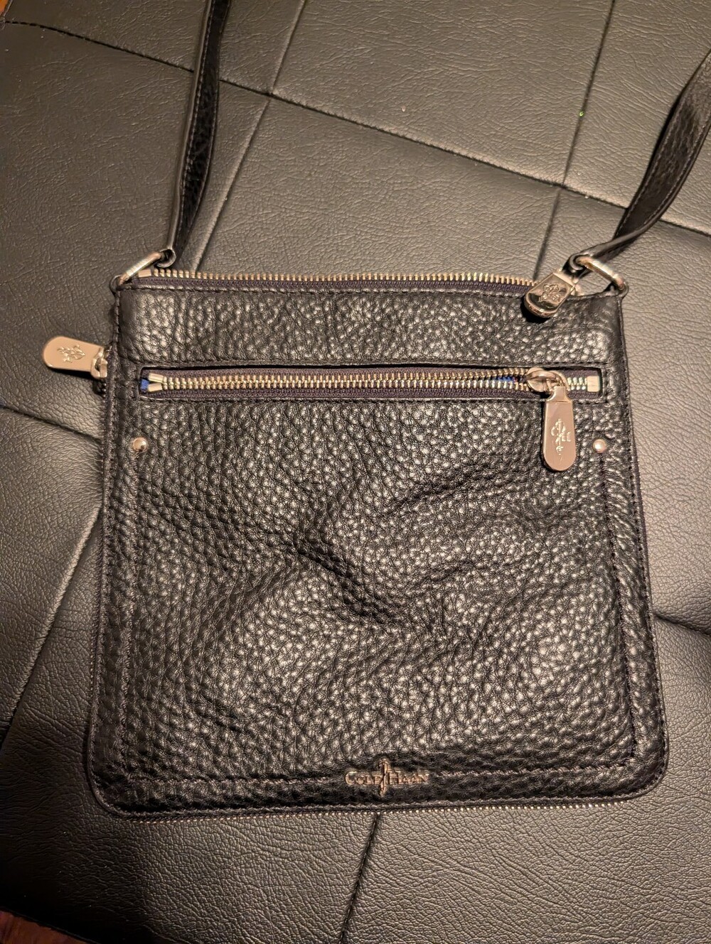 Cole Haan Black Pebbled Leather Crossbody Messenger